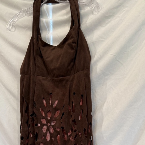 Legatte Jeans Save the Queen Italian Abstract Brown Suede Dress US Sz 6 - Picture 12 of 16